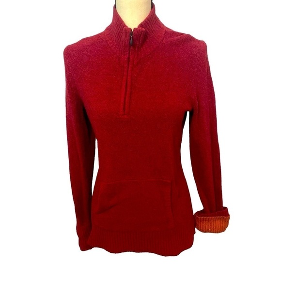ExOfficio Women’s Light Fleece Red Sweater in Sz M 1/4 Zip Pullover - Picture 1 of 10